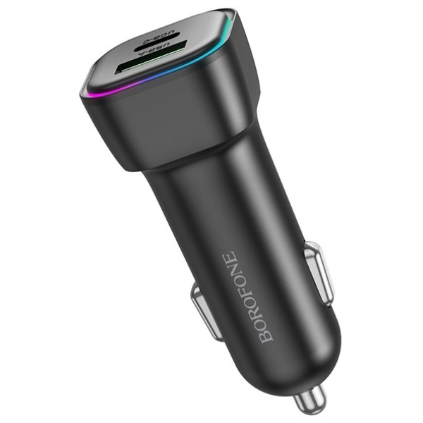 Фото - Автомобільний зарядний пристрій BOROFONE BZ28A Trophie PD30W+QC3.0 car charger Black (6941991110818)